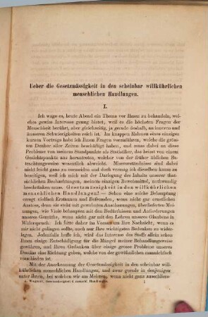 Die Gesetzmässigkeit in den scheinbar willkührlichen menschlichen Handlungen vom Standpunkt der Statistik, 1. Allgemeiner Theil: Statistisch-anthropologische Untersuchung der Gesetzmässigkeit in den scheinbar willkührlichen menschlichen Handlungen