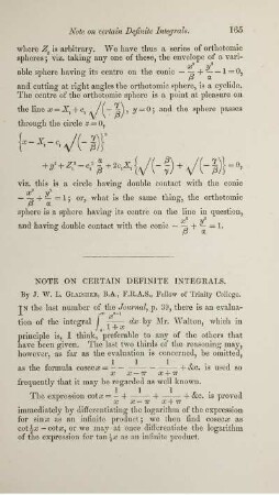 Note on certain definite integrals.