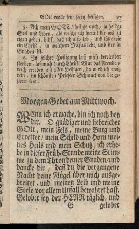 Morgen-Gebet am Mittwoch.