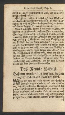 Das Neunte Capitel. Daß nur wenige selig werden, davon liegt die Schuld am Menschen selbst