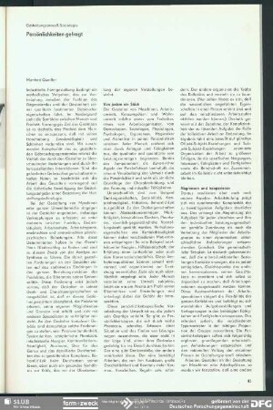 Persönlichkeiten gefragt : Gestaltungsprozeß/Soziologie