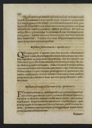 Resolutio secunda facta veneris 17. Aprilis 1573.