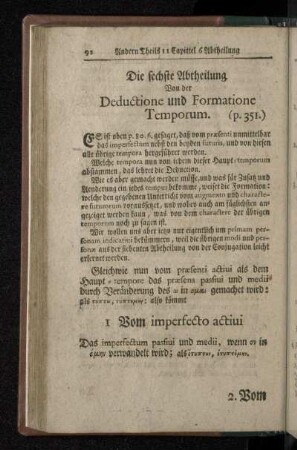 Die sechste Abtheilung Von der Deductione und Formatione Temporum.