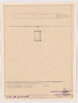 Werkbund-Ausstellung, Stuttgart-Weißenhof Einfamilienhaus Typ C 7: Wohnzimmer, Deckenlampe 1:20