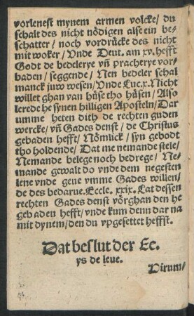 Dat beslut der Ee. ys de leve.