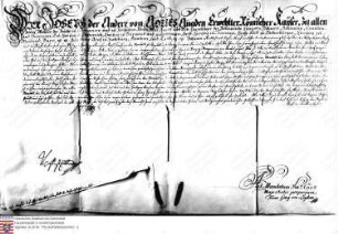 Kaiser Joseph belehnt Reichsfreiherrn Franz Wambold mit dem Handschuhsheimer Lehngütern