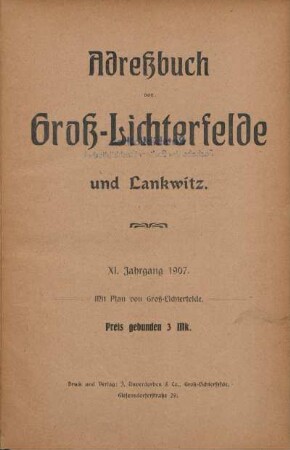 11.1907: Adreßbuch von Groß-Lichterfelde und Lankwitz