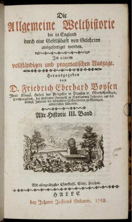 [3] = Bd. 3: Die Allgemeine Welthistorie. . Alte Historie III. Band.