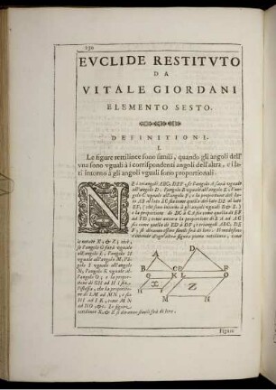 Euclide Restituto Da vitale Giordani Elemento Sesto.
