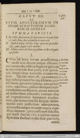 Caput XII. De Vitis Apostolorum In Primis Scriptorum Sacrorum In Genere