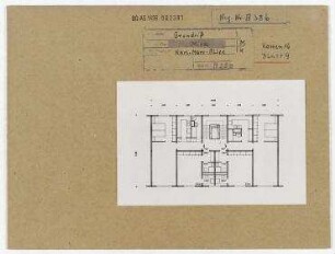 Wettbewerb II. Bauabschnitt der Karl-Marx-Allee: Grundriss. Berlin, Mitte/Friedrichshain, Stalinallee (vor 1949 Frankfurter Allee, seit 1961 Karl-Marx-Allee)/Strausberger Platz/Alexanderplatz/Schillingstraße