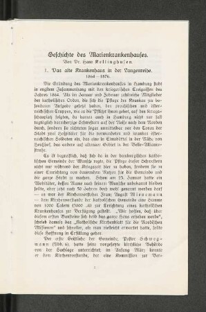 Geschichte des Marienkrankenhauses. Von Dr. Hans Kellinghusen.