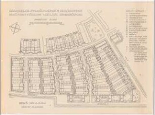 Gartenanlage Bereitschaftssiedlung Oberschlesische Hydrierwerke, Blechhammer: Bepflanzungsplan westl. Teil der Siedlung 1:500