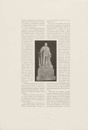 Textseite 1. Fortsetzung "Die Errichtung der Ruhmeshalle in Barmen" mit Foto eines Denkmals Kaiser Wilhelm I.