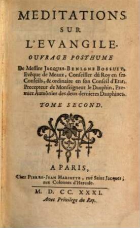 Meditations Sur L'Evangile : Ouvrage Posthume, 2
