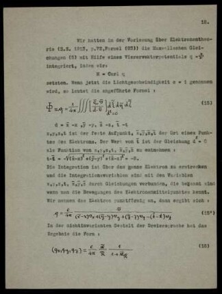 Anschluss an die allgemeine Integration der Maxwellschen Gleichungen