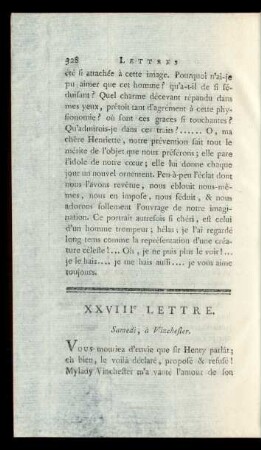 XXVIIIe Lettre. samedi, à Vinchester.