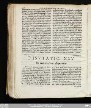 Disputatio XXV. De illuminatione Angelorum.