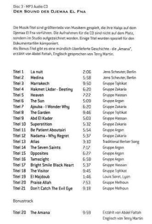 Al Halqa. Disc 3. Der Sound des Djemaa El Fna