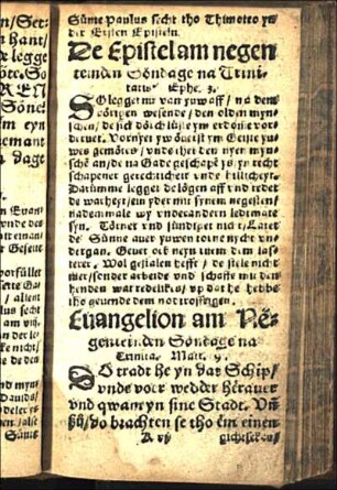 De Epistel am negenteinden Söndage na Trinitatis Ephe. 3. Euangelion am Negenteinden Söndage na Trinita. Matt. 9.