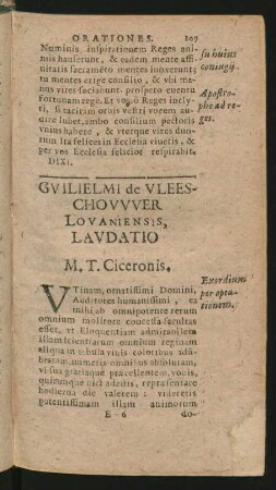 Guilielmi de Vleeschouwer Lovaniensis, Laudatio M. T. Ciceronis.