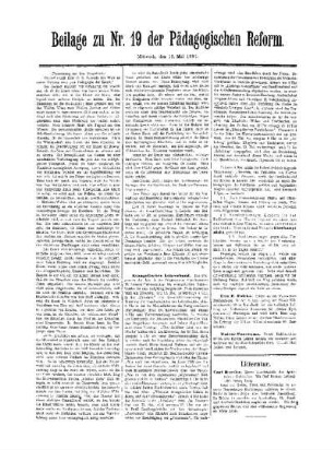 Aus Hamburg : (Fortsetzung aus dem Hauptblatt) ; Beilage zu 19 der Pädagogischen Reform