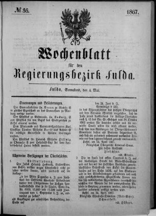 Nr. 36, Ausgabe vom 4. Mai 1867