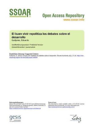 El buen vivir repolitiza los debates sobre el desarrollo