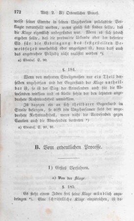 B. Vom ordentlichen Processe.