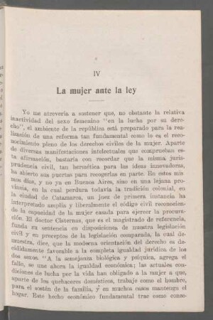 IV - La mujer ante la ley