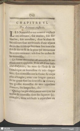Chapitre VI. Des Animaux crustacés