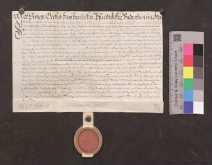 Simon Geckis, freiherrlich pfirtischer Untertan im Gutenbach, leiht von der Kirche St. Johann zu Breitnau 13 Gulden 3 Batzen Kapital.