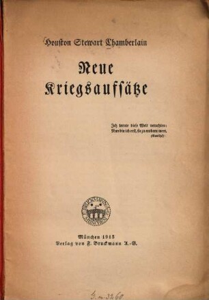 Kriegsaufsätze, 2