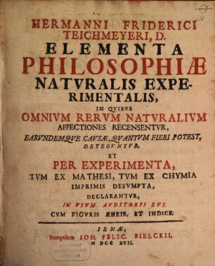 Elementa philosophiae naturalis experimentalis