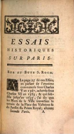 Essais Historiques Sur Paris, 2