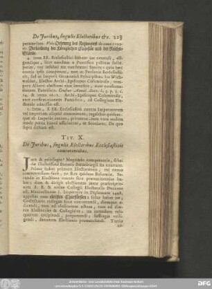 Tit. X. De Iuribus, singulis Electoribus Ecclesiasticis comeptentibus.