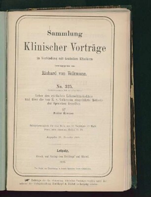 Ueber den cystischen Leberechinokokkus und über die von R. v. Volkmann eingeführte Methode der Operation desselben