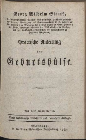 Practische Anleitung zur Geburtshülfe