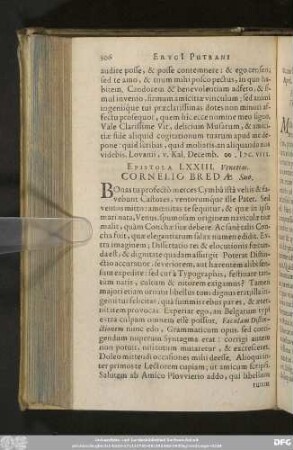 Epistola LXXIII. Venetias. Cornelio Bredae Suo.