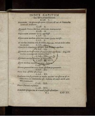 Index Capitum hoc libro propositorum Cap. I - LXXII