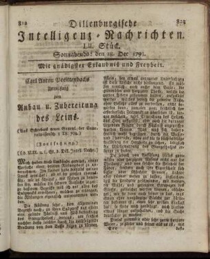 LII. Stück. Sonnabends: den 28. Dec. 1793.