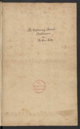 Befreiung Israels; V (4), Coro, orch