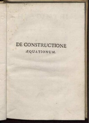 Hyacinthi Christophori De Constructione Aequationum : Libellus