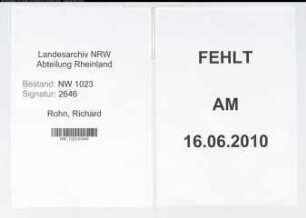 Entnazifizierung Richard Rohn , geb. 00.00.0000 ()