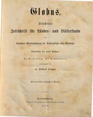Globus : illustrierte Zeitschrift für Länder- und Völkerkunde. 34, 34. 1878
