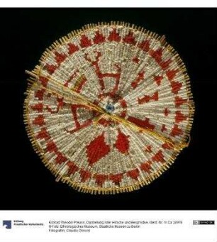 Darstellung roter Hirsche und Bergmotive
