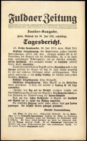 Ausgabe vom Mittwoch, den 30. Juni 1915.