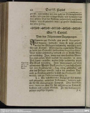 Das VI. Capitel. Von den Allgemeinen Anzeigungen