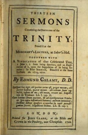 Thirteen sermons concerning the Doctrine of Trinity