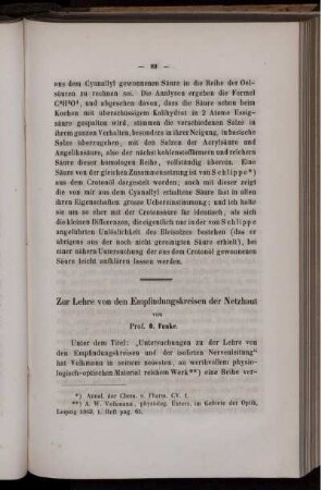 Zur Lehre von den Empfindungskreisen der Netzhaut.